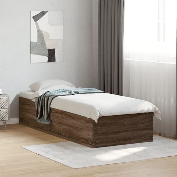 vidaXL Sängynrunko ruskea tammi 90x200 cm tekninen puu