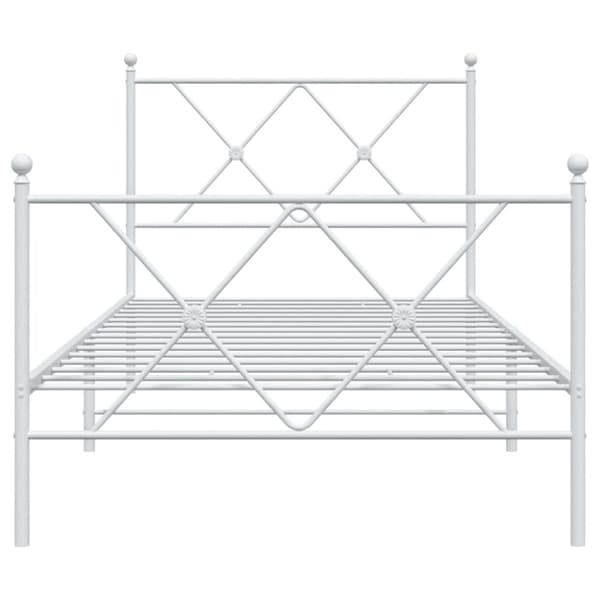 vidaXL Sengeramme i metall med hode- og fotgavl hvit 90x200 cm
