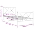 Miniatyrbilde 7 av 8: vidaXL Sengeramme i metall med hode- og fotgavl hvit 90x200 cm