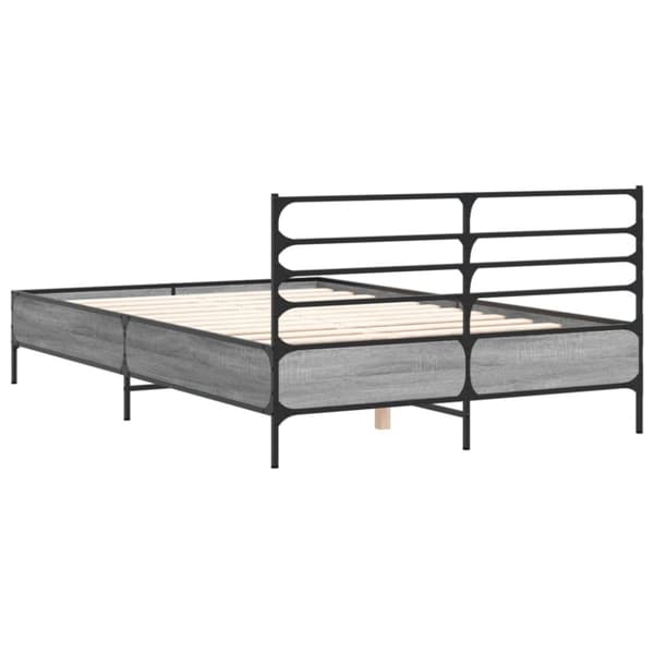 vidaXL Sengeramme grå sonoma 120x190 cm konstruert tre og metall