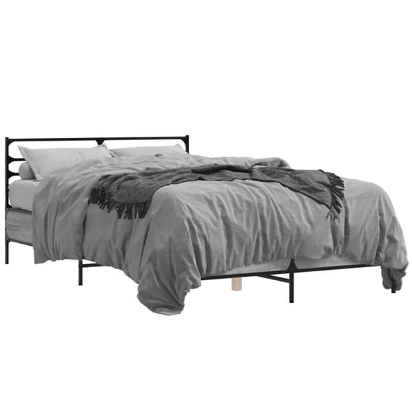 vidaXL Sengeramme grå sonoma 120x190 cm konstruert tre og metall