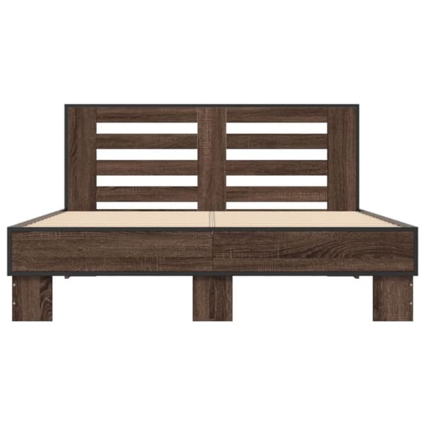 vidaXL Sängynrunko ruskea tammi 140x190 cm tekninen puu ja metalli