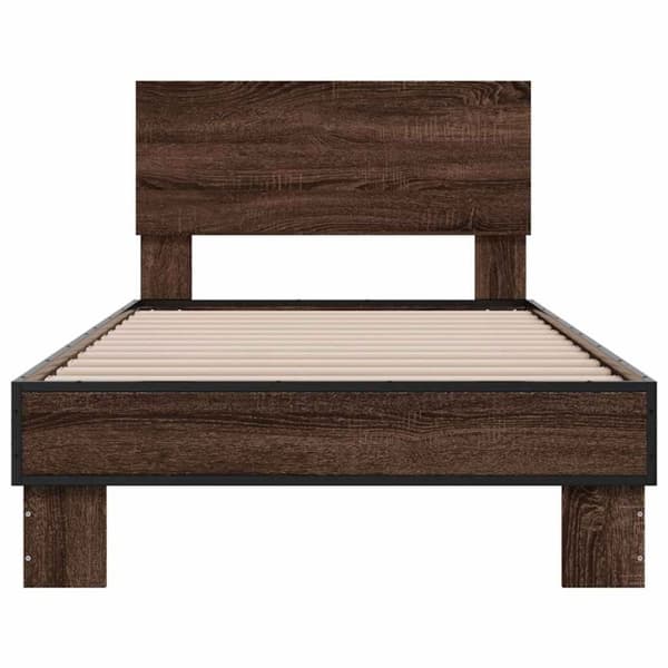 vidaXL Sengeramme brun eik 90x190 cm konstruert tre og metall