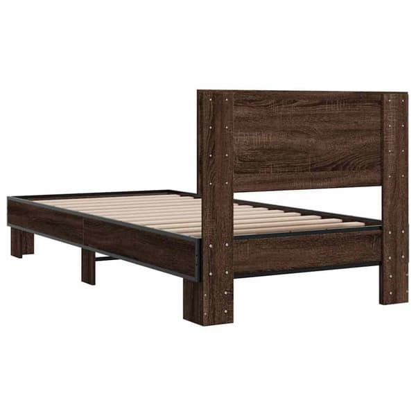 vidaXL Sengeramme brun eik 90x190 cm konstruert tre og metall