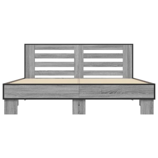 vidaXL Sengeramme grå sonoma 150x200 cm konstruert tre og metall