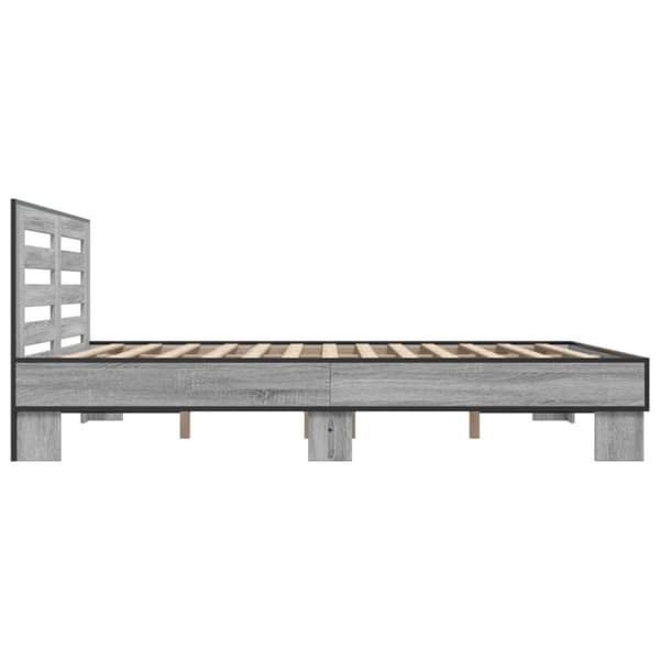 vidaXL Sengeramme grå sonoma 150x200 cm konstruert tre og metall