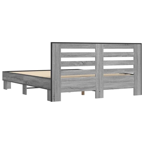 vidaXL Sengeramme grå sonoma 150x200 cm konstruert tre og metall
