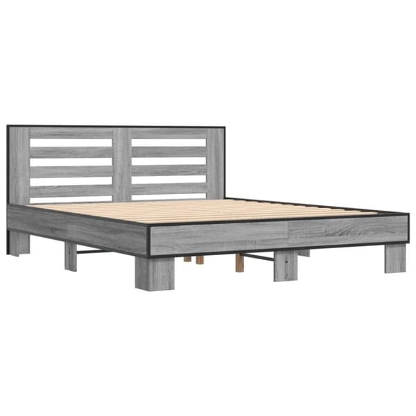 vidaXL Sengeramme grå sonoma 150x200 cm konstruert tre og metall