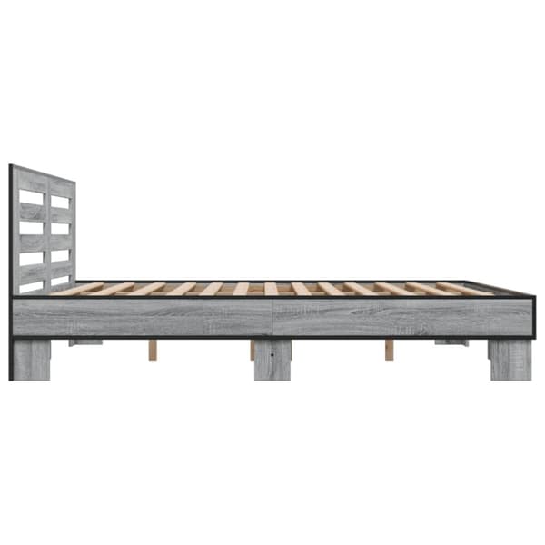 vidaXL Sengeramme grå sonoma 200x200 cm konstruert tre og metall