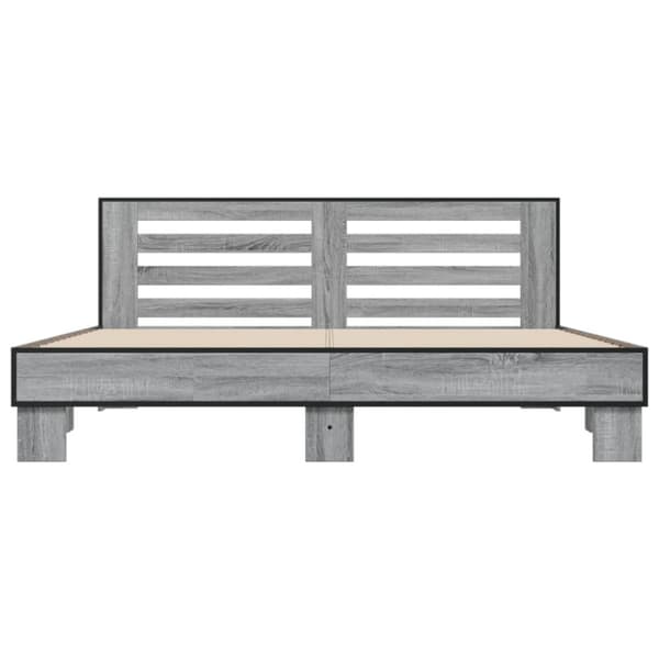 vidaXL Sängynrunko harmaa Sonoma 200x200 cm tekninen puu ja metalli