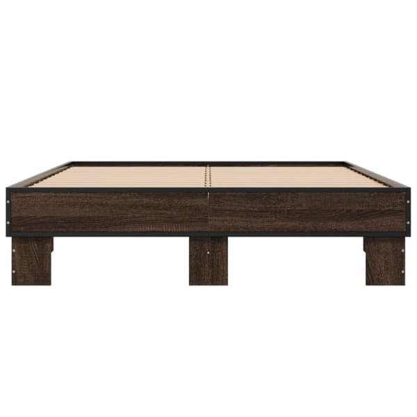 vidaXL Sängram brun ek 135x190 cm konstruerat trä och metall