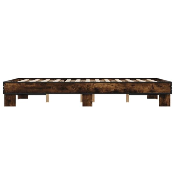 vidaXL Sängram brun ek 135x190 cm konstruerat trä och metall