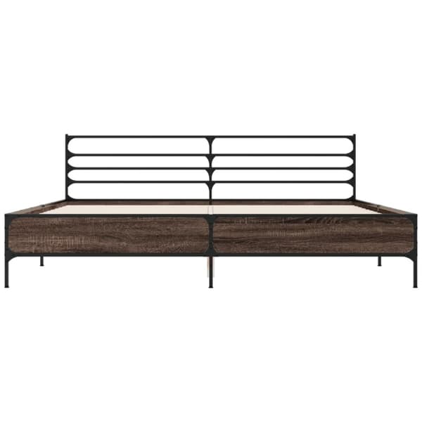 vidaXL sengeramme 200x200 cm konstrueret træ og metal brun egetræ