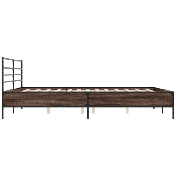 vidaXL sengeramme 200x200 cm konstrueret træ og metal brun egetræ