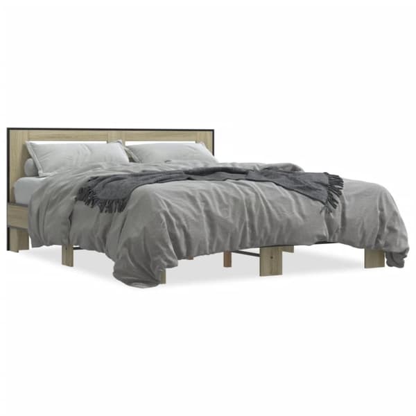 vidaXL sengestel 160x200 cm konstrueret træ og metal sonoma-eg