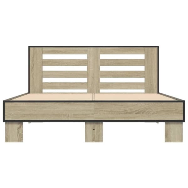 vidaXL Sengeramme sonoma eik 135x190 cm konstruert tre og metall