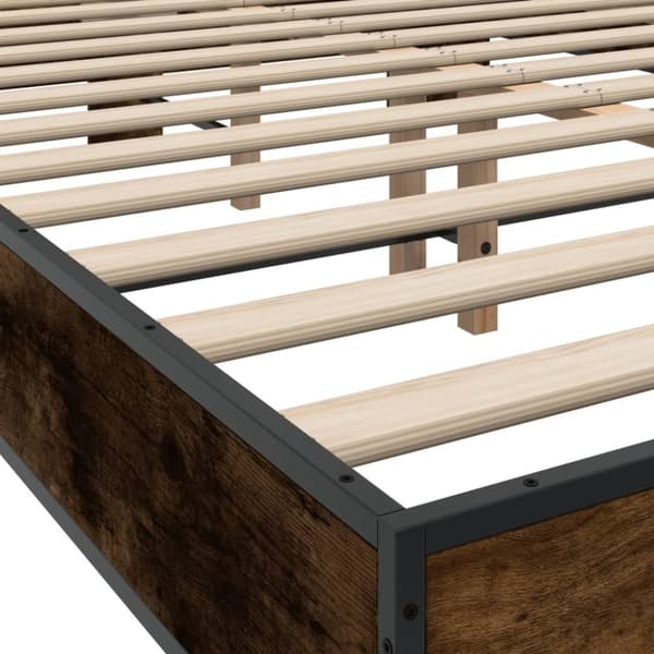 vidaXL sengestel 120x200cm konstrueret træ og metal røget egetræsfarve
