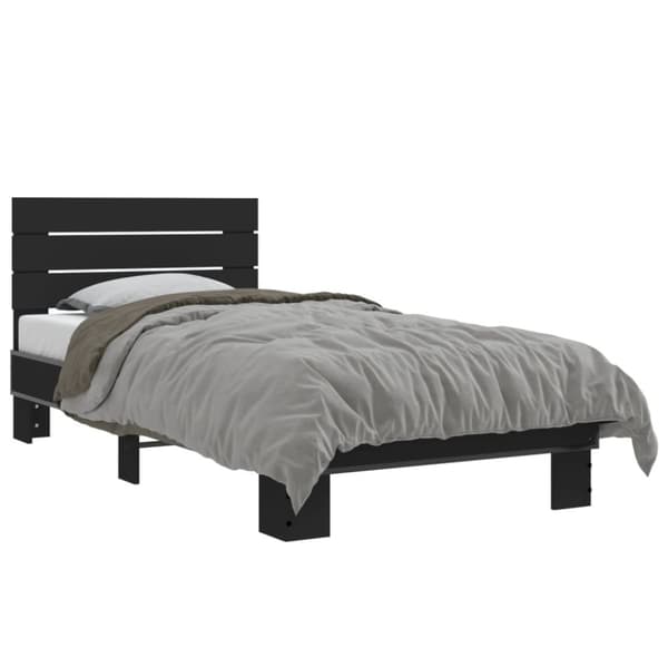 vidaXL sengeramme 90x190 cm konstrueret træ og metal sort
