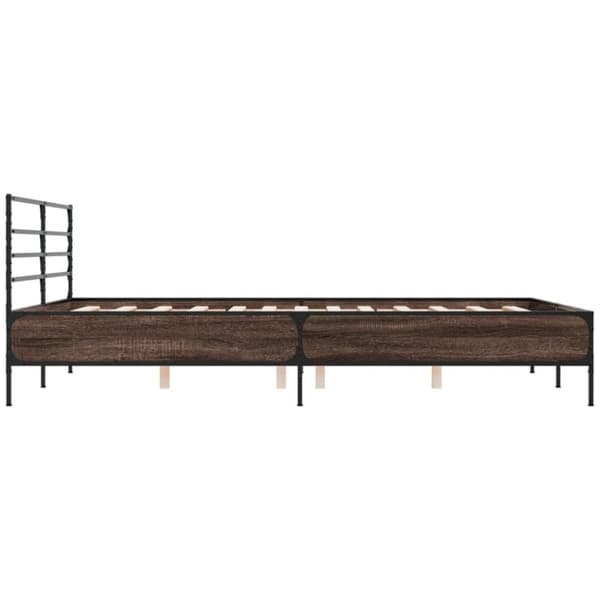 vidaXL Sängynrunko ruskea tammi 150x200 cm tekninen puu ja metalli