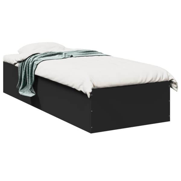 vidaXL Sängynrunko musta 90x200 cm täysi puu