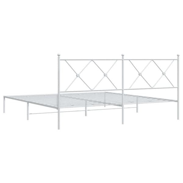 vidaXL sengeramme med sengegavl 180x200 cm metal hvid