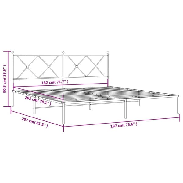 vidaXL sengeramme med sengegavl 180x200 cm metal hvid
