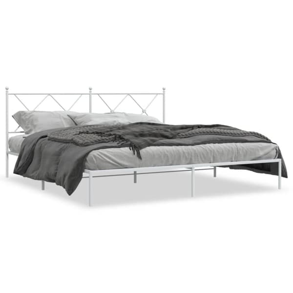 vidaXL sengeramme med sengegavl 180x200 cm metal hvid