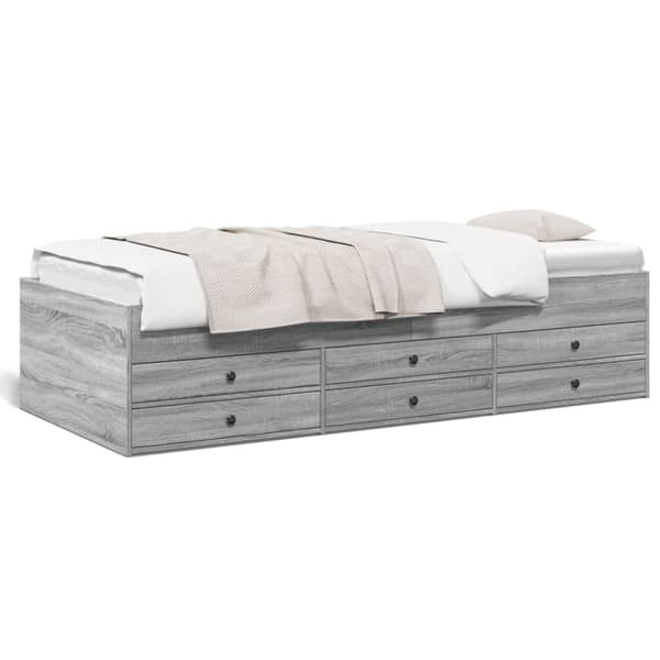 vidaXL daybed med skuffer uden madras 90x200 cm grå sonoma-eg