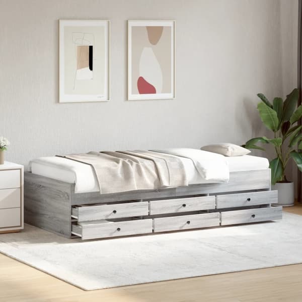 vidaXL daybed med skuffer uden madras 90x200 cm grå sonoma-eg