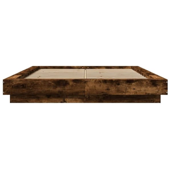 vidaXL Sengeramme røkt eik 135x190 cm konstruert tre