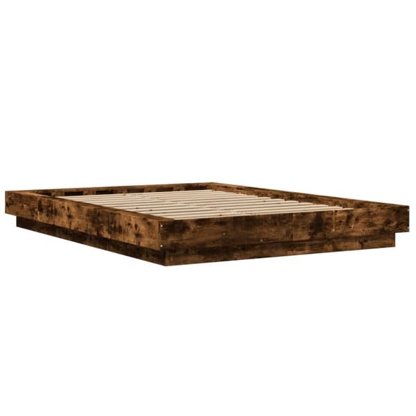 vidaXL sengestel 135x190 cm konstrueret træ røget eg