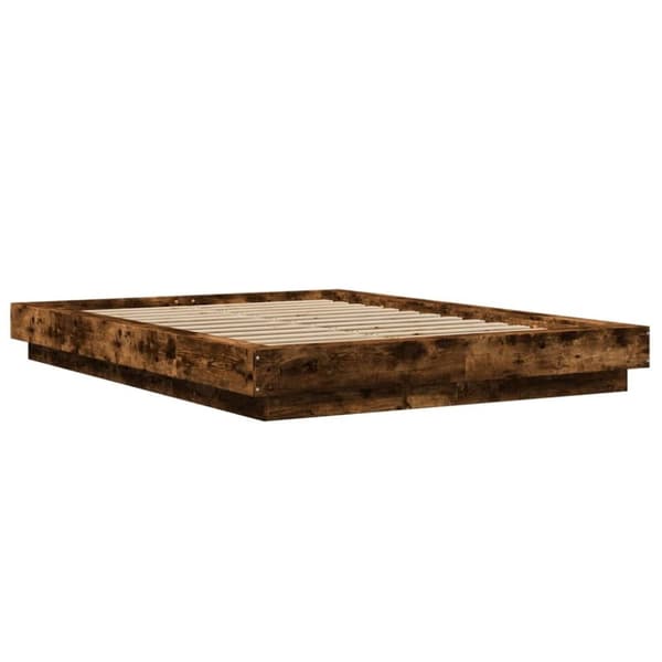 vidaXL sengestel 135x190 cm konstrueret træ røget eg