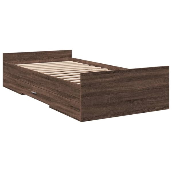 vidaXL Sengeramme med skuffer brun eik 90x190 cm konstruert tre