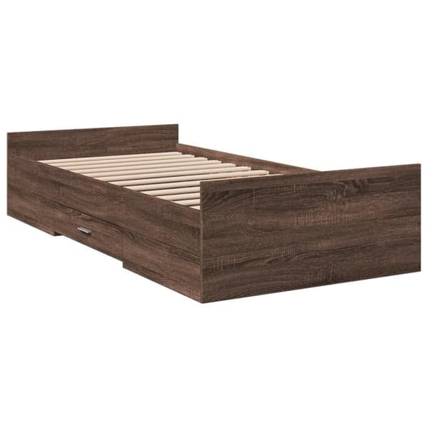 vidaXL Sengeramme med skuffer brun eik 90x190 cm konstruert tre