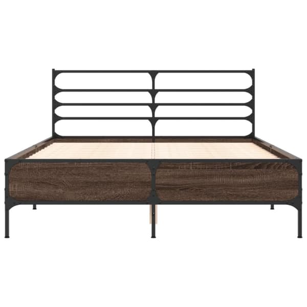 vidaXL Sengeramme brun eik 140x190 cm konstruert tre og metall
