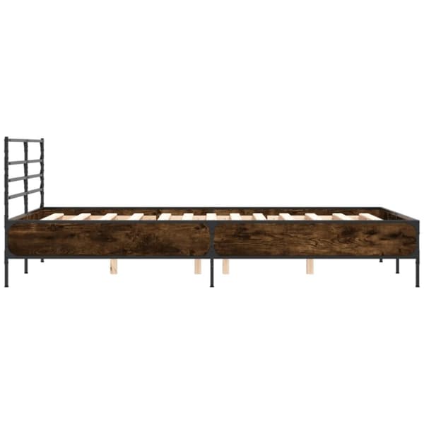 vidaXL Sengeramme brun eik 140x190 cm konstruert tre og metall
