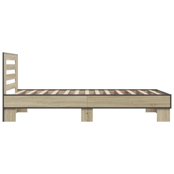 vidaXL sengeramme 90x200 cm konstrueret træ og metal sonoma-eg