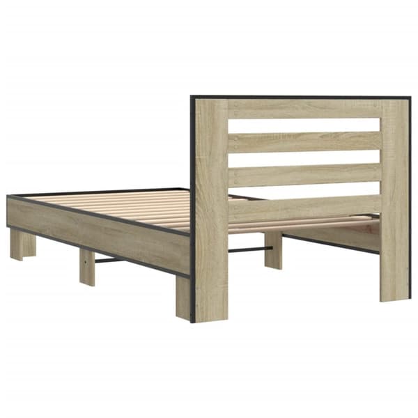 vidaXL sengeramme 90x200 cm konstrueret træ og metal sonoma-eg