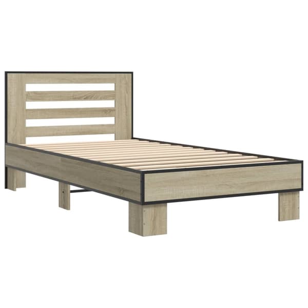 vidaXL sengeramme 90x200 cm konstrueret træ og metal sonoma-eg