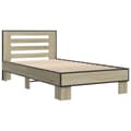 Miniatyrbillede 1 af 9: vidaXL sengeramme 90x200 cm konstrueret træ og metal sonoma-eg