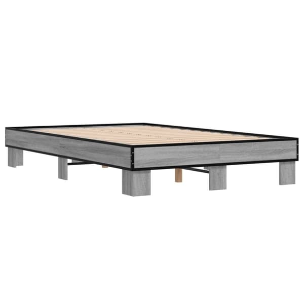 vidaXL Sengeramme grå sonoma 120x200 cm konstruert tre og metall