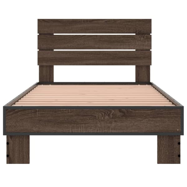 vidaXL Sängynrunko ruskea tammi 90x190 cm tekninen puu ja metalli