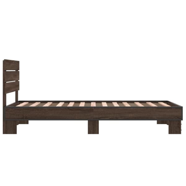 vidaXL Sängynrunko ruskea tammi 90x190 cm tekninen puu ja metalli