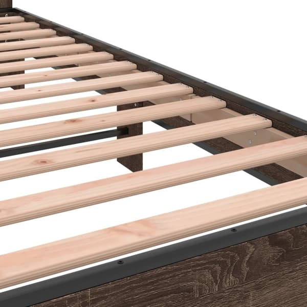 vidaXL Sängynrunko ruskea tammi 90x190 cm tekninen puu ja metalli