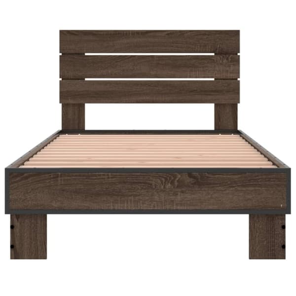 vidaXL Sengeramme brun eik 90x190 cm konstruert tre og metall