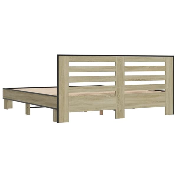 vidaXL Sengeramme sonoma eik 200x200 cm konstruert tre og metall