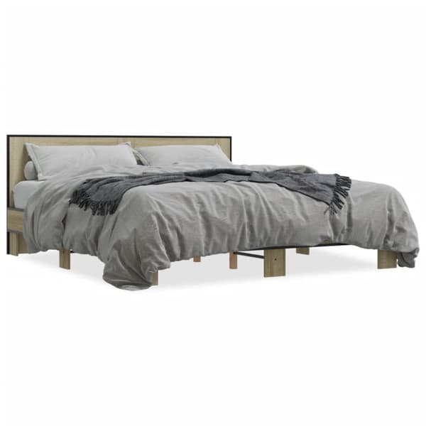vidaXL Sengeramme sonoma eik 200x200 cm konstruert tre og metall