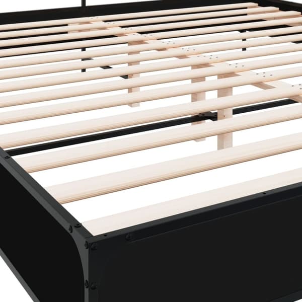 vidaXL sengestel 200x200 cm konstrueret træ og metal sort