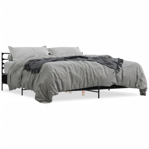 vidaXL sengestel 200x200 cm konstrueret træ og metal sort