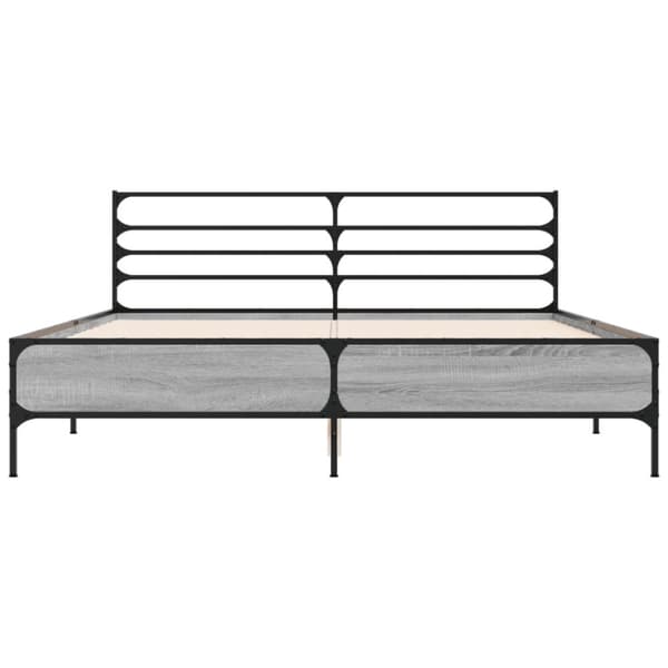 vidaXL sengestel 160x200 cm konstrueret træ og metal grå sonoma-eg